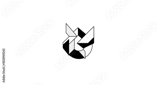 Abstract Geometric Cat Head Logo Design.