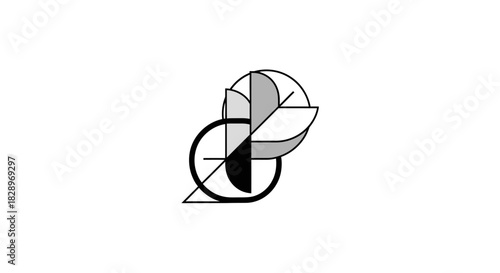 Abstract geometric design with intersecting circles and segmented shapes.