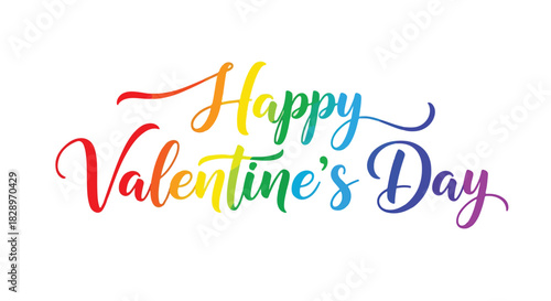 Happy Valentine's Day rainbow lettering with a romantic celebration for couples and love