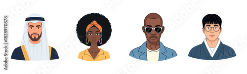 Diverse portraits of men and women: cultural and fashion representation