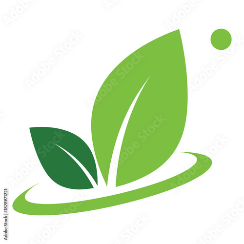 Green leaves with a circle above them represent nature and environmental consciousness