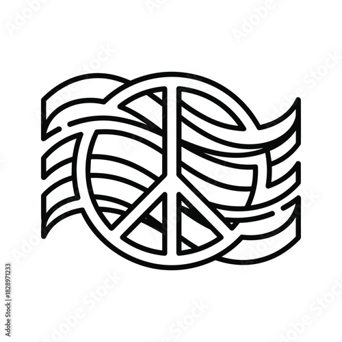 Bold peace symbol icon with dynamic motion trails for posters and social media campaigns calling for peace and unity in challenging times
