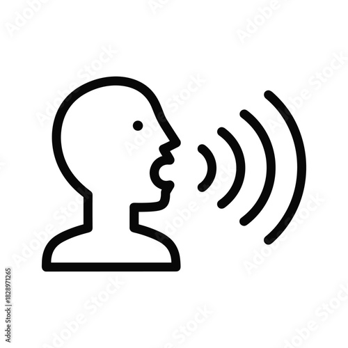 Dynamic voice recognition software icon for modern tech interface design and podcast marketing, showing digital communication and audio wave technology