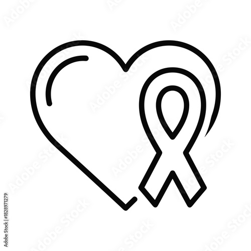 Show Your Support with this Heart and Ribbon Icon for Cause Awareness and Charitable Giving Campaigns That Creates a Feeling of Unity and Solidarity