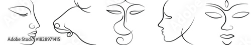 Abstract Art Faces and Elegant Profiles: Serene Line Drawings for Meditation and Harmony