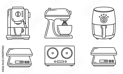 set of household appliances icons
