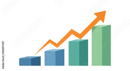 Dynamic business growth chart illustration with an upward trending arrow, symbolizing financial success, market progress, and positive economic development