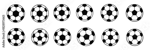 football icon vector collection, Classic soccer balls set in various angles