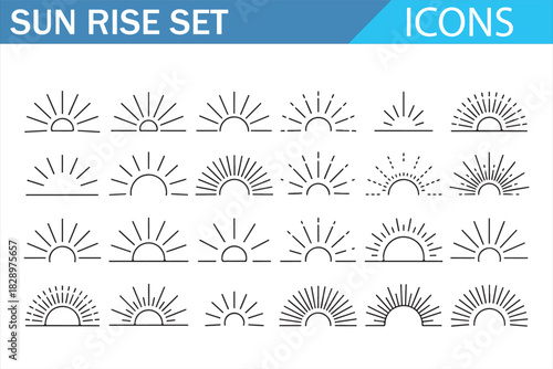 Natural sunrise and daylight minimal vector icons