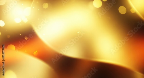 Abstract golden light and bokeh background with soft curves and warm tones