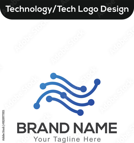 Abstract Digital Wave Logo - Technology Icon for Data Flow,  Wi-Fi Signal, High-Speed Internet, and Networking Brands