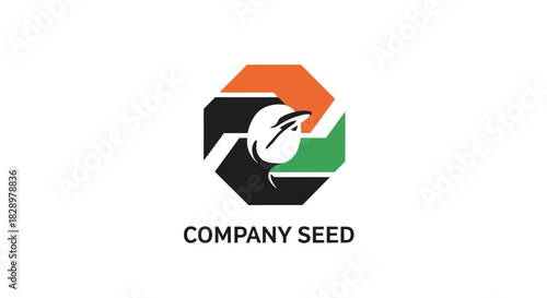 Abstract geometric logo with bird and COMPANY SEED text.