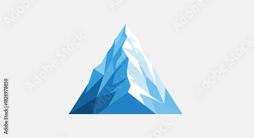 Abstract geometric mountain peak in shades of blue and white.
