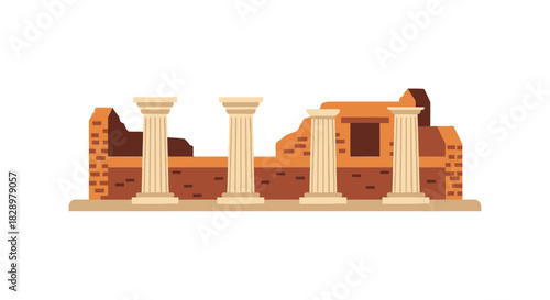 Ancient Roman or Greek ruins with columns and weathered stone.