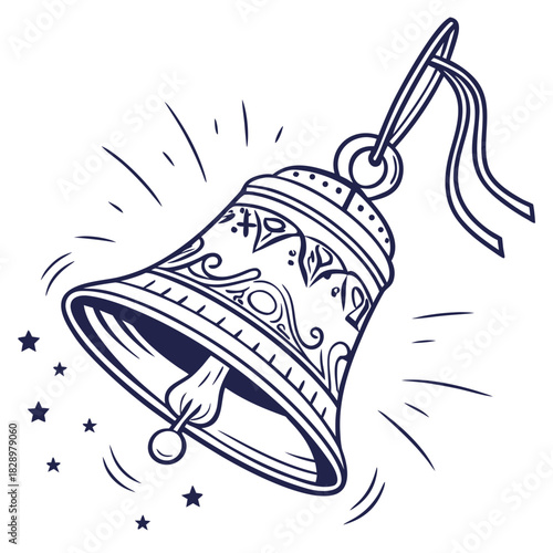 Christmas Bell Jingling Isolated on White vector illustration