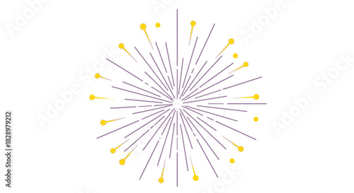 Abstract illustration of a vibrant firework explosion with radiating lines and bright sparks.