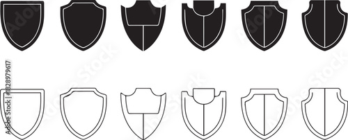 Shield vector icon set protection and security symbol design elements