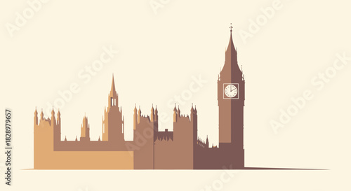 Big Ben and Houses of Parliament silhouette in London.