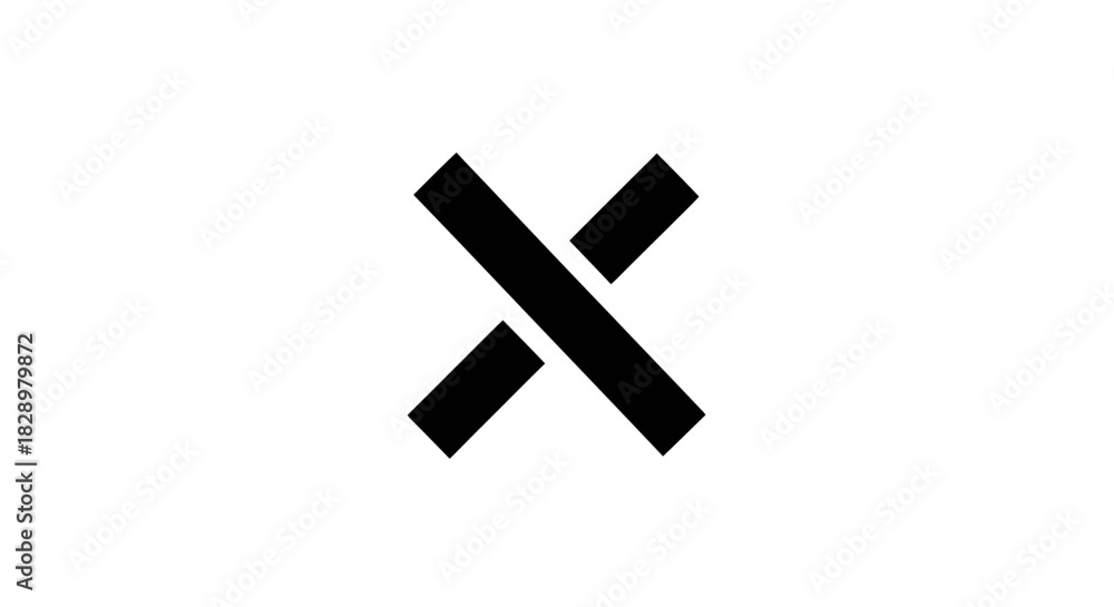 Obraz premium Black X mark on a white background representing a close or delete action.