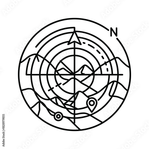 Plan your next breathtaking adventure with this stunning mountain range compass, perfect for travel blogs, outdoor brands, and inspiring wanderlust designs