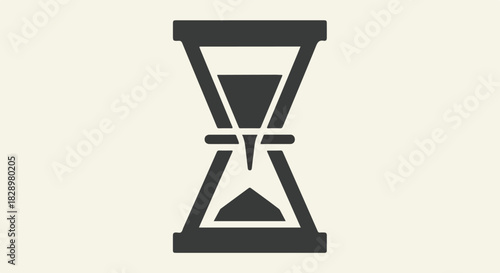 Elegant graphic representation of a classic hourglass icon, symbolizing the continuous flow of time, urgency, and duration for various conceptual designs