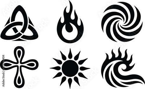 This elegant stylized black cross symbol presents a timeless emblem of faith and cultural heritage