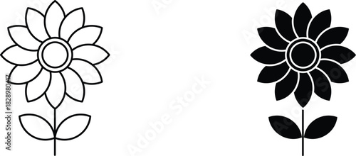 sunflower  icon vector graphic illustration  with white background flat hand made icon fill icon .