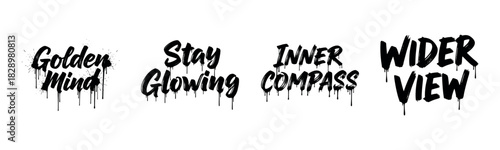Inspirational graffiti art with motivational phrases in bold dripping text style