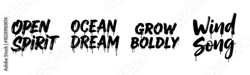Inspiring handwritten texts with artistic drips in bold style