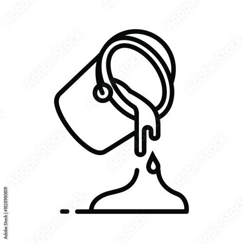 Modern paint bucket pouring liquid icon for creative projects, adding color and artistic flair, perfect for design and renovation concepts