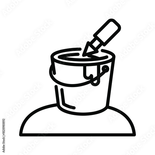 Time for a fresh coat! Paint bucket icon with brush, ready to transform your space with DIY style and creative color inspiration for home improvement projects