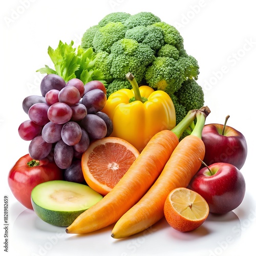 fruits and vegetables isolated on white