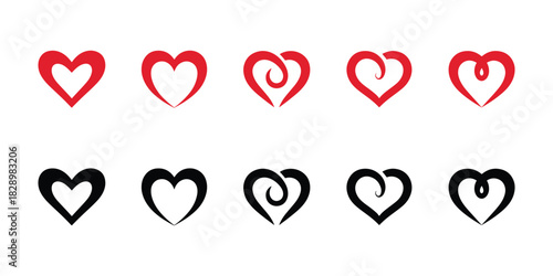 Vector hearts on clean background