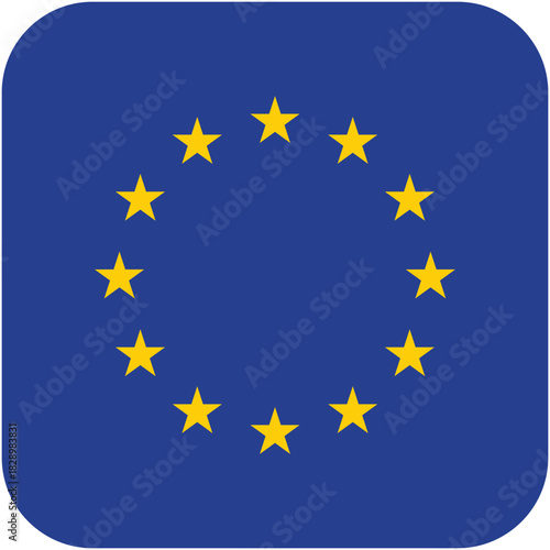EU Flag Icon – Rounded Square with Yellow Stars on Blue