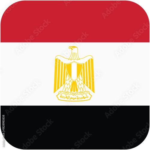 Egypt Flag Icon – Red White Black with Eagle of Saladin