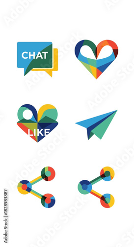 Colorful Social Media Icons Set for Digital Communication and Sharing.