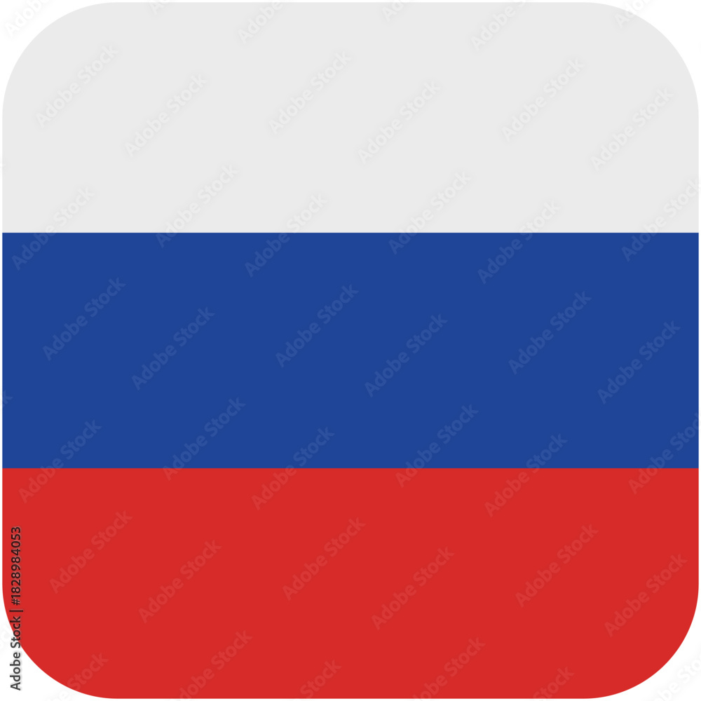 Fototapeta premium Russia Flag Icon – Rounded Rectangle with White Blue Red Bands