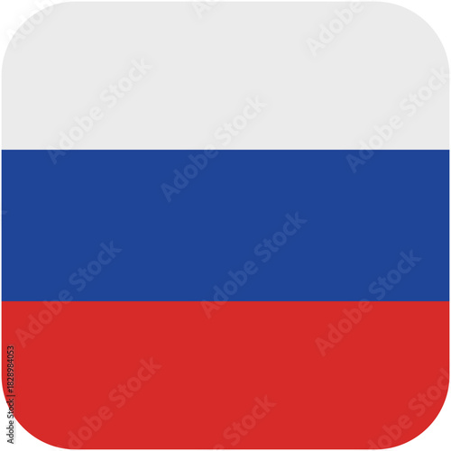 Russia Flag Icon – Rounded Rectangle with White Blue Red Bands