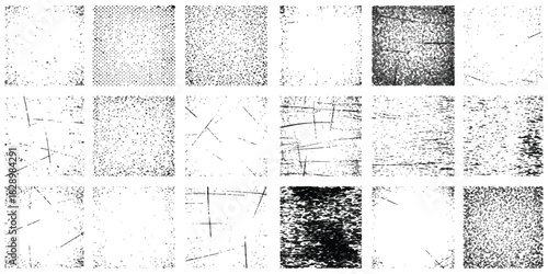 Diverse grunge textures collection, distressed overlay elements and patterns