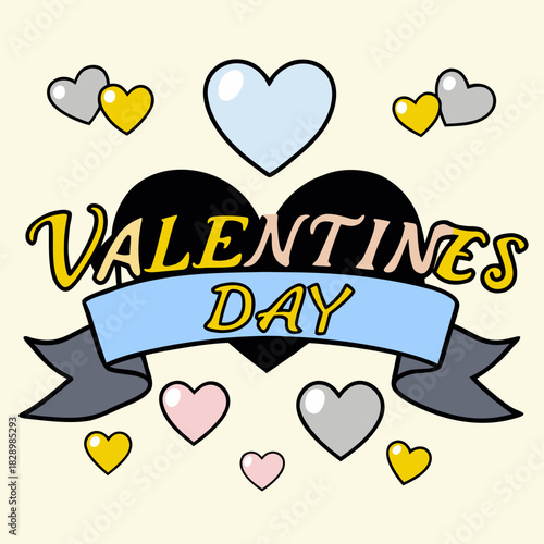 Valentines day banner with hearts illustration for love celebration Vector, illustration