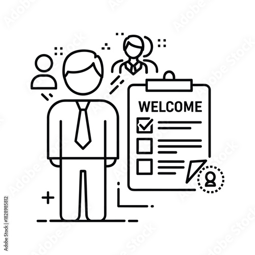 Business person with welcome checklist for new employee onboarding