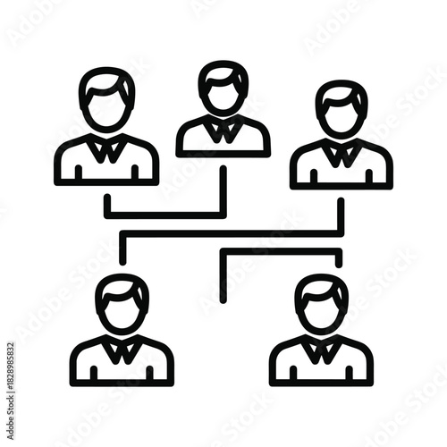 Simple black and white icon representing team hierarchy or organizational structure