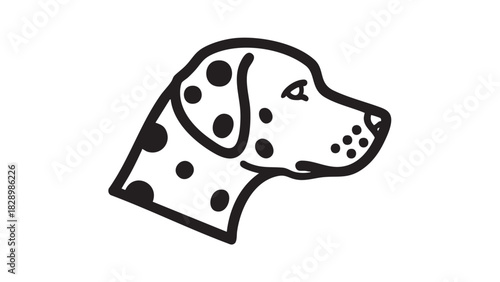 Simple Illustration of a Dalmatian Dog Head, Showing Its Spots and Profile, Perfect for Designs
