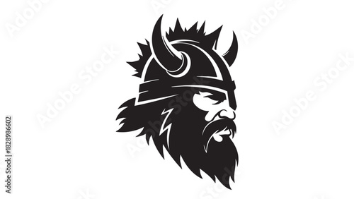 Viking Warrior Head Icon A Symbol of Strength and Courage in Illustration Design