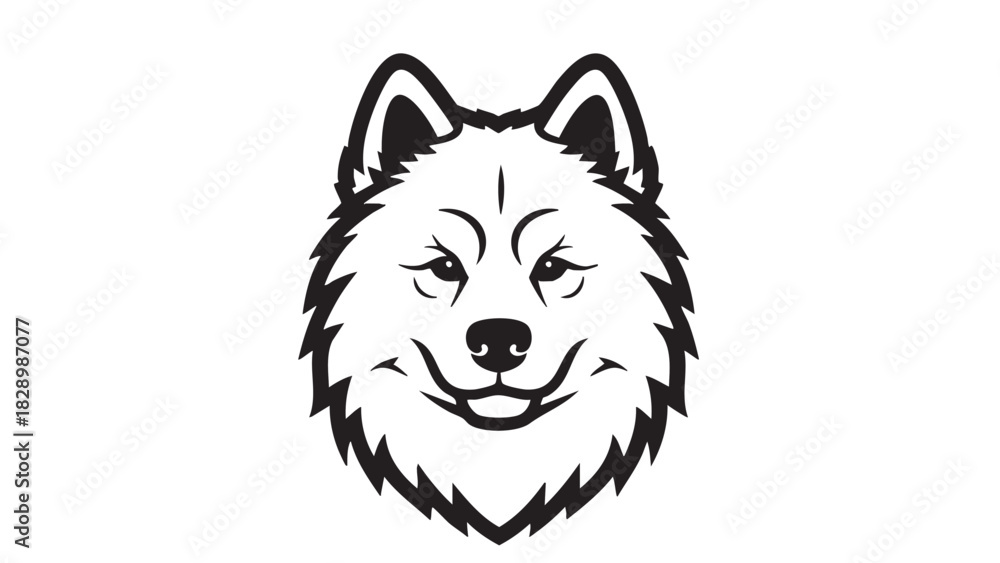 Fototapeta premium Line art illustration of a detailed husky dog face, perfect for logos and design projects