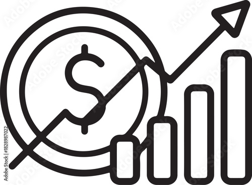 Dollar increase and decrease vector icons. Cost reduce increases and decreases icon set. profit and lose money vector icons.
