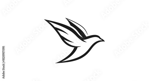 Elegant Black and White Flying Bird Logo Design.