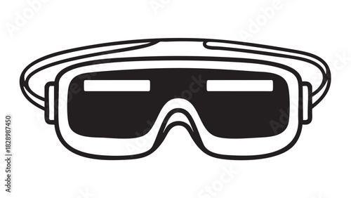 Virtual Reality Goggles Black and White Illustration of Futuristic Eyewear for Modern Entertainment