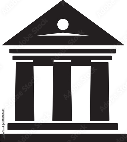 Governmental building with columns and triangle roof on transparent background isolated vector