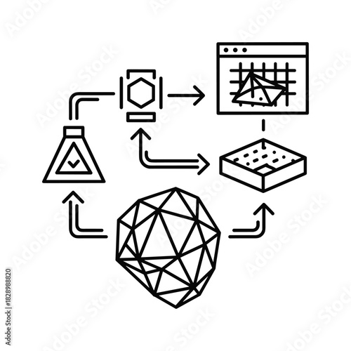 Explore the dynamic data processing and 3D modeling workflow for digital visualization and analysis, perfect for modern technology concepts.